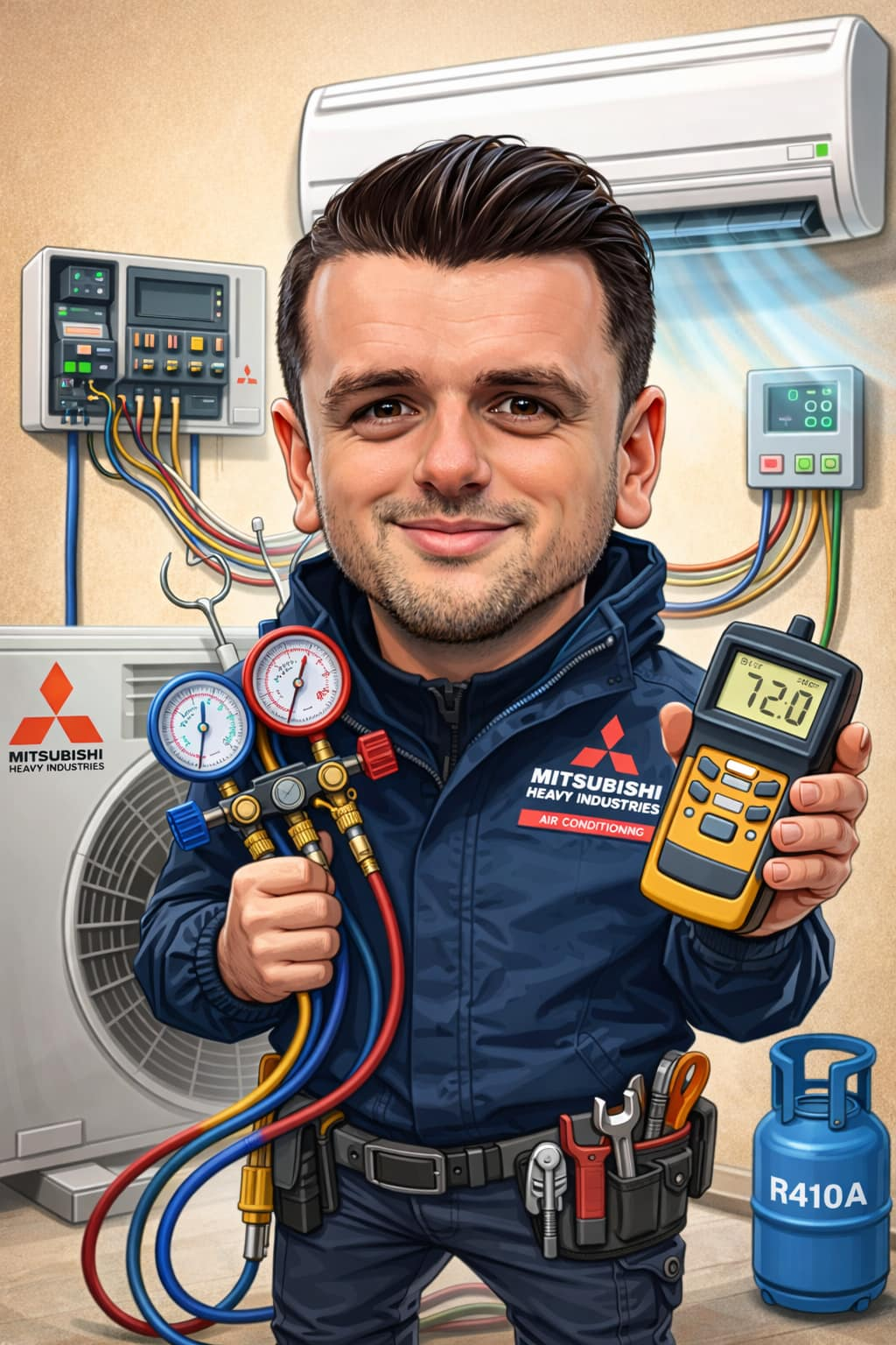 Bournemouth Air Conditioning engineer caricature